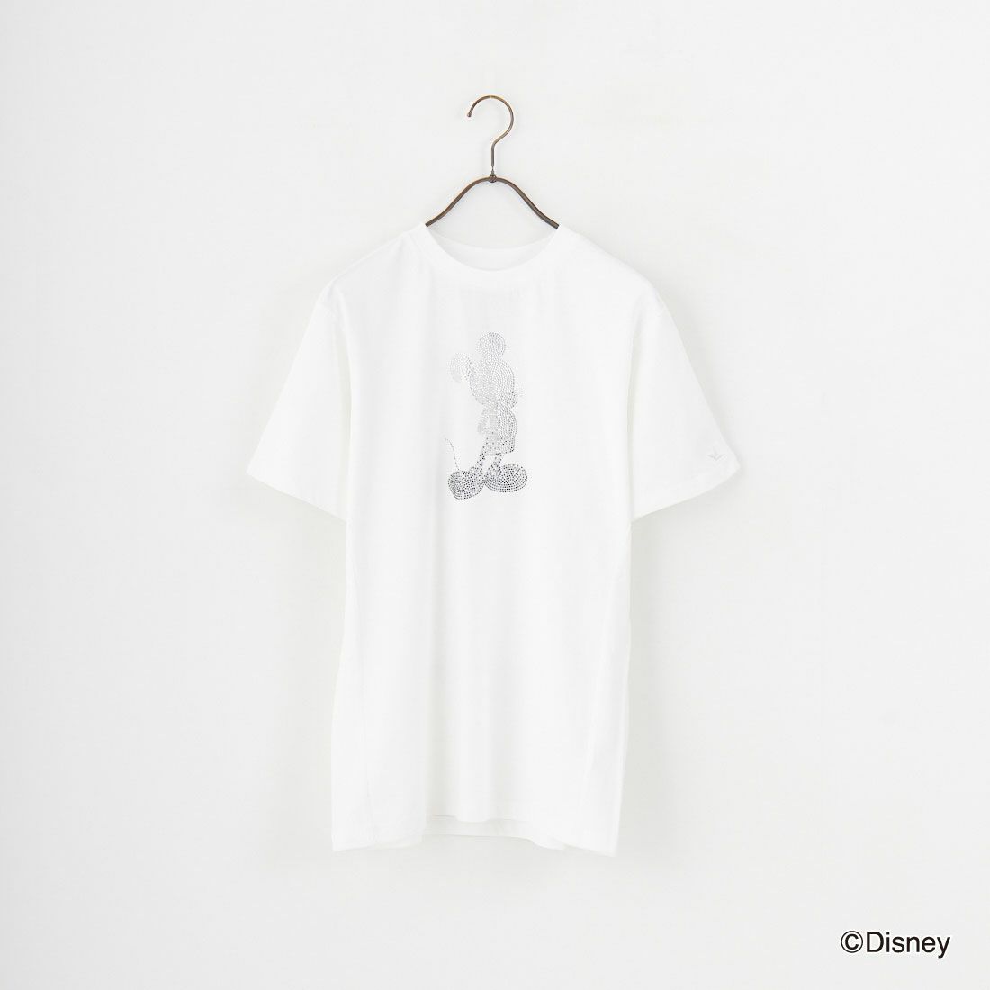 1PIU1UGUALE3 RELAX [ウノ ピゥ ウノ ウグァーレ トレ] MICKEY MOUSE / ラインストーンTシャツ [UST-25136] SN10 WHITE