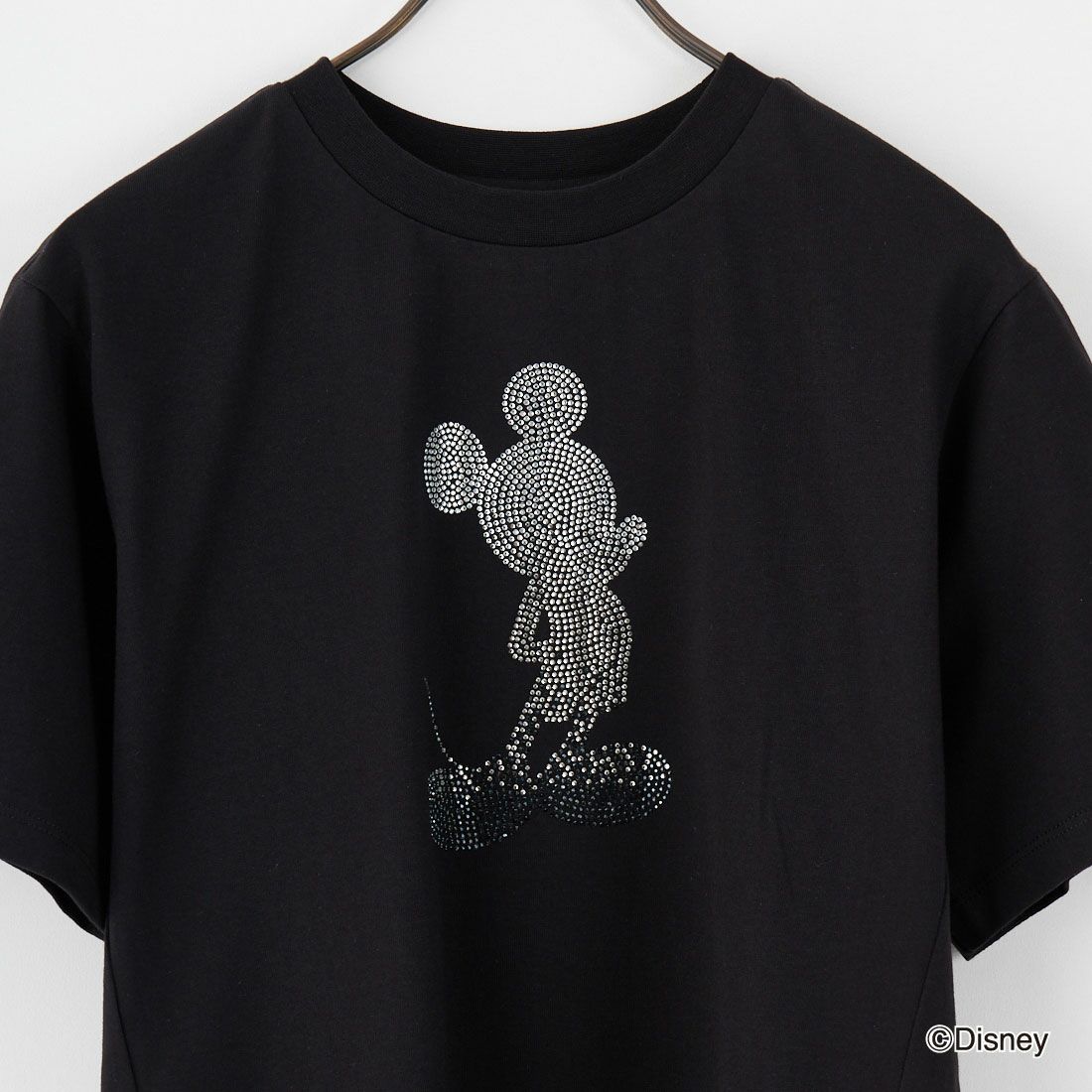 1PIU1UGUALE3 RELAX [ウノ ピゥ ウノ ウグァーレ トレ] MICKEY MOUSE / ラインストーンTシャツ [UST-25136] SN90 BLACK