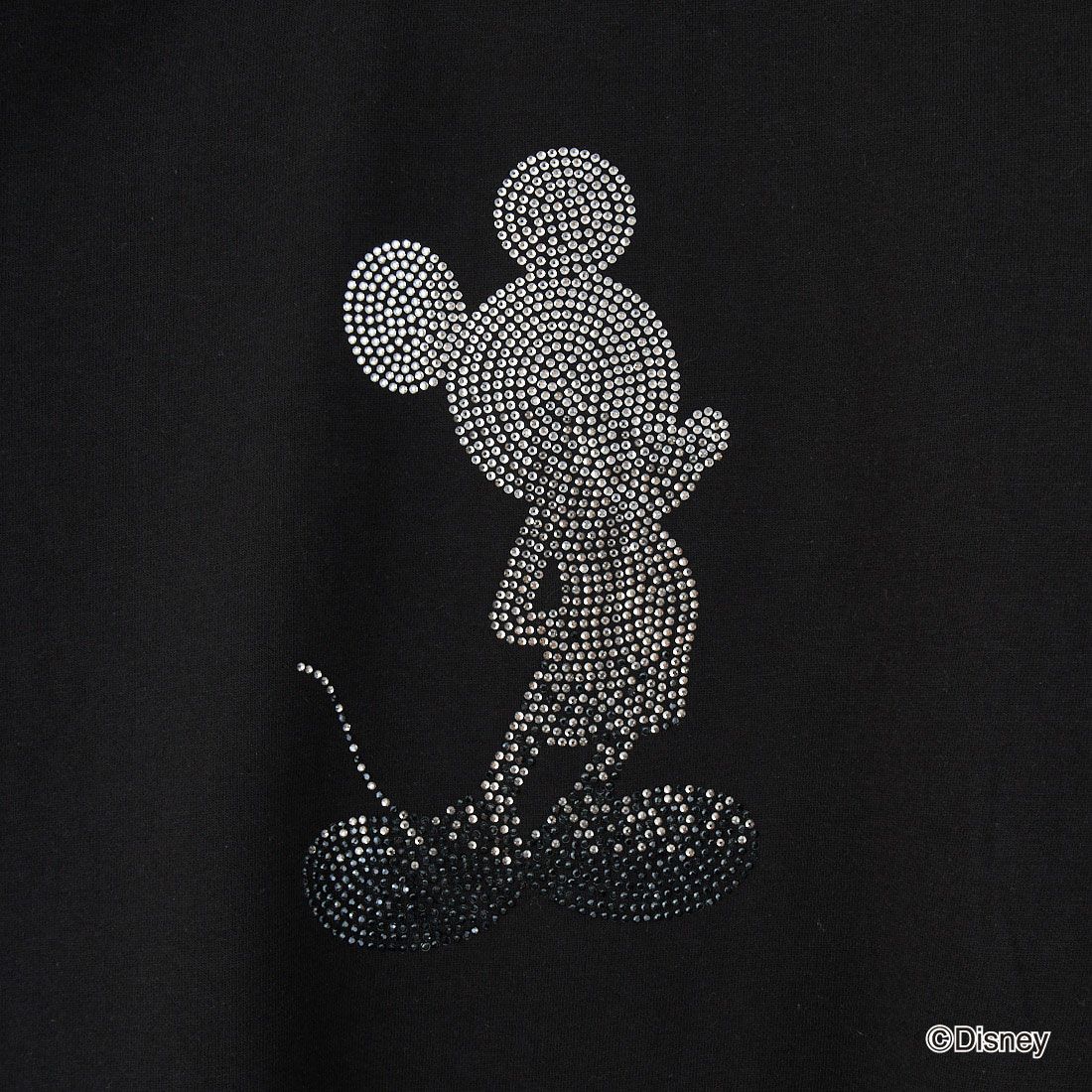 1PIU1UGUALE3 RELAX [ウノ ピゥ ウノ ウグァーレ トレ] MICKEY MOUSE / ラインストーンTシャツ [UST-25136] SN90 BLACK