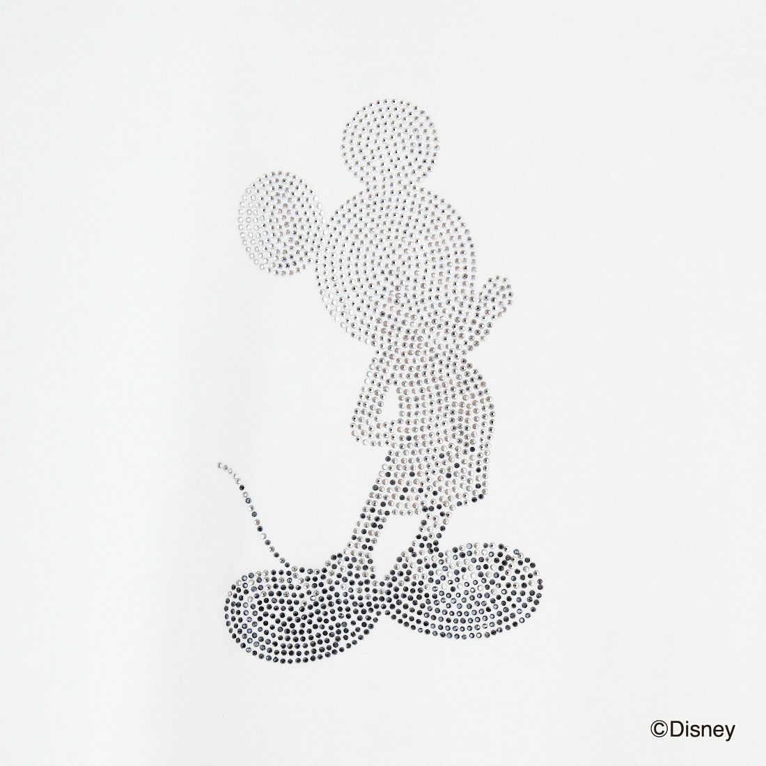 1PIU1UGUALE3 RELAX [ウノ ピゥ ウノ ウグァーレ トレ] MICKEY MOUSE / ラインストーンTシャツ [UST-25136] SN10 WHITE