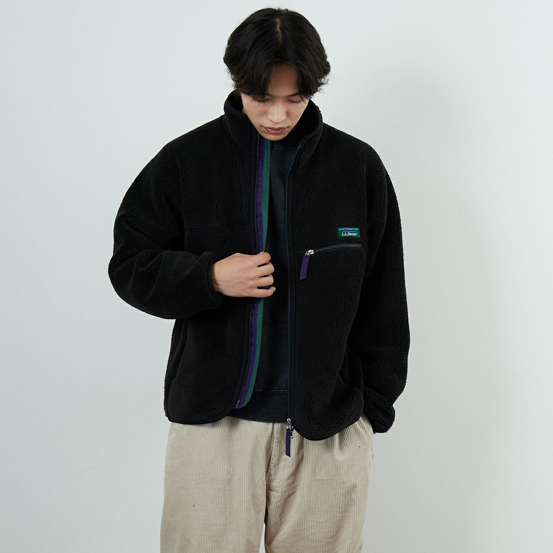 L.L.BEAN [エルエルビーン] トップシャム ボアフリースジャケット [5575-2037] 39 CHARCOA &&モデル身長：179cm 着用サイズ：M&&