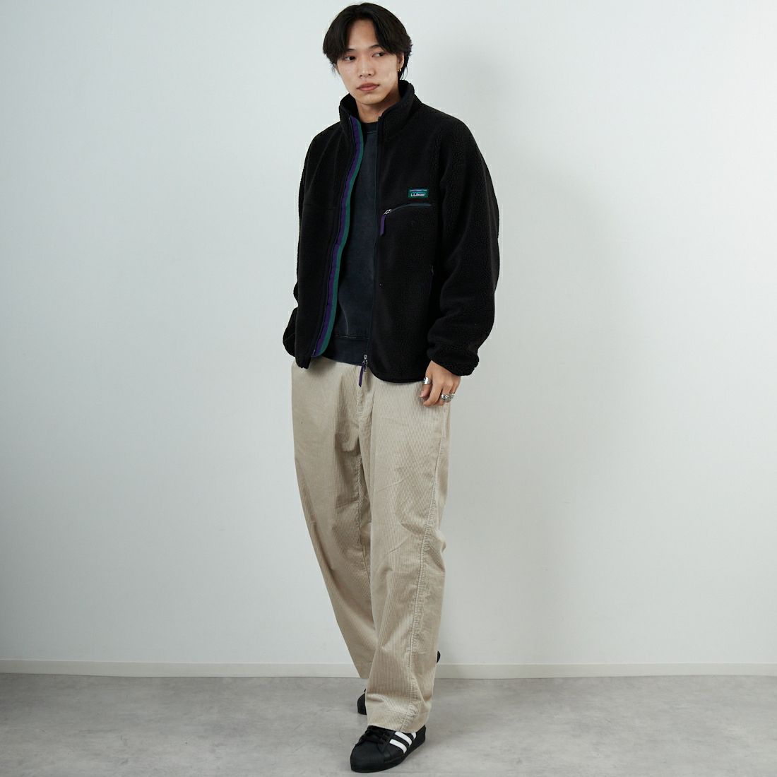 L.L.BEAN [エルエルビーン] トップシャム ボアフリースジャケット [5575-2037] 39 CHARCOA &&モデル身長：179cm 着用サイズ：M&&