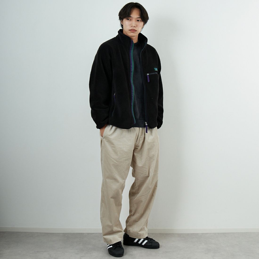 L.L.BEAN [エルエルビーン] トップシャム ボアフリースジャケット [5575-2037] 39 CHARCOA &&モデル身長：179cm 着用サイズ：M&&