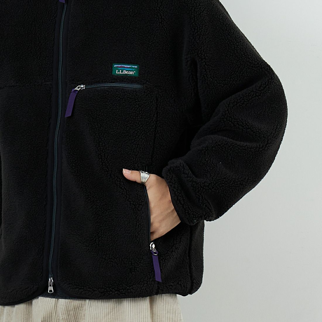 L.L.BEAN [エルエルビーン] トップシャム ボアフリースジャケット [5575-2037] 39 CHARCOA &&モデル身長：179cm 着用サイズ：M&&