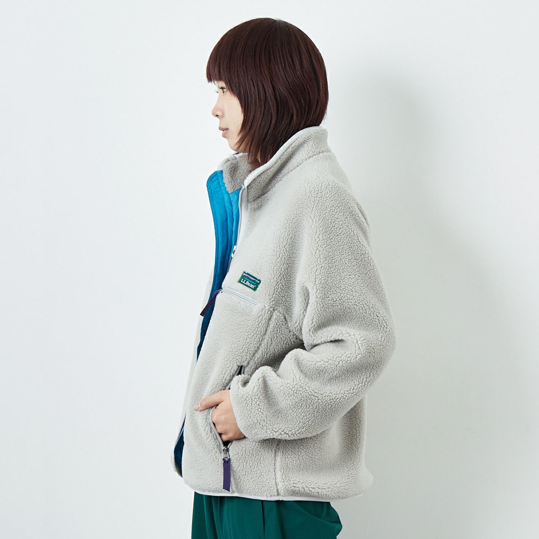 L.L.BEAN [エルエルビーン] トップシャム ボアフリースジャケット [5575-2137] 69 SILVER &&モデル身長：167cm 着用サイズ：M&&