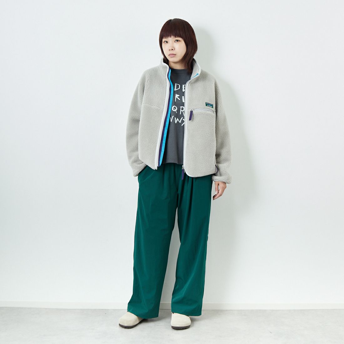 L.L.BEAN [エルエルビーン] トップシャム ボアフリースジャケット [5575-2137] 69 SILVER &&モデル身長：167cm 着用サイズ：M&&