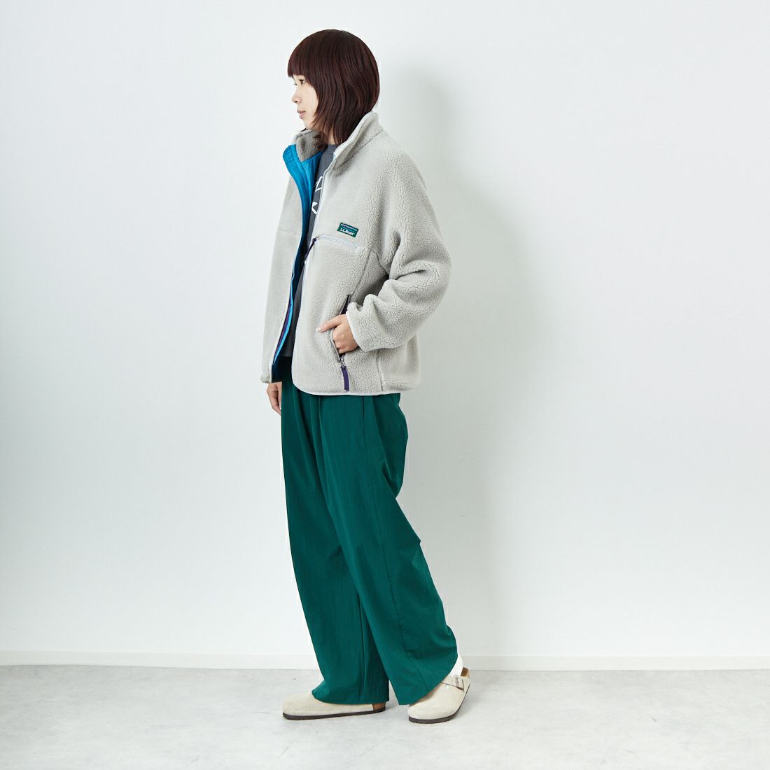 L.L.BEAN [エルエルビーン] トップシャム ボアフリースジャケット [5575-2137] 69 SILVER &&モデル身長：167cm 着用サイズ：M&&
