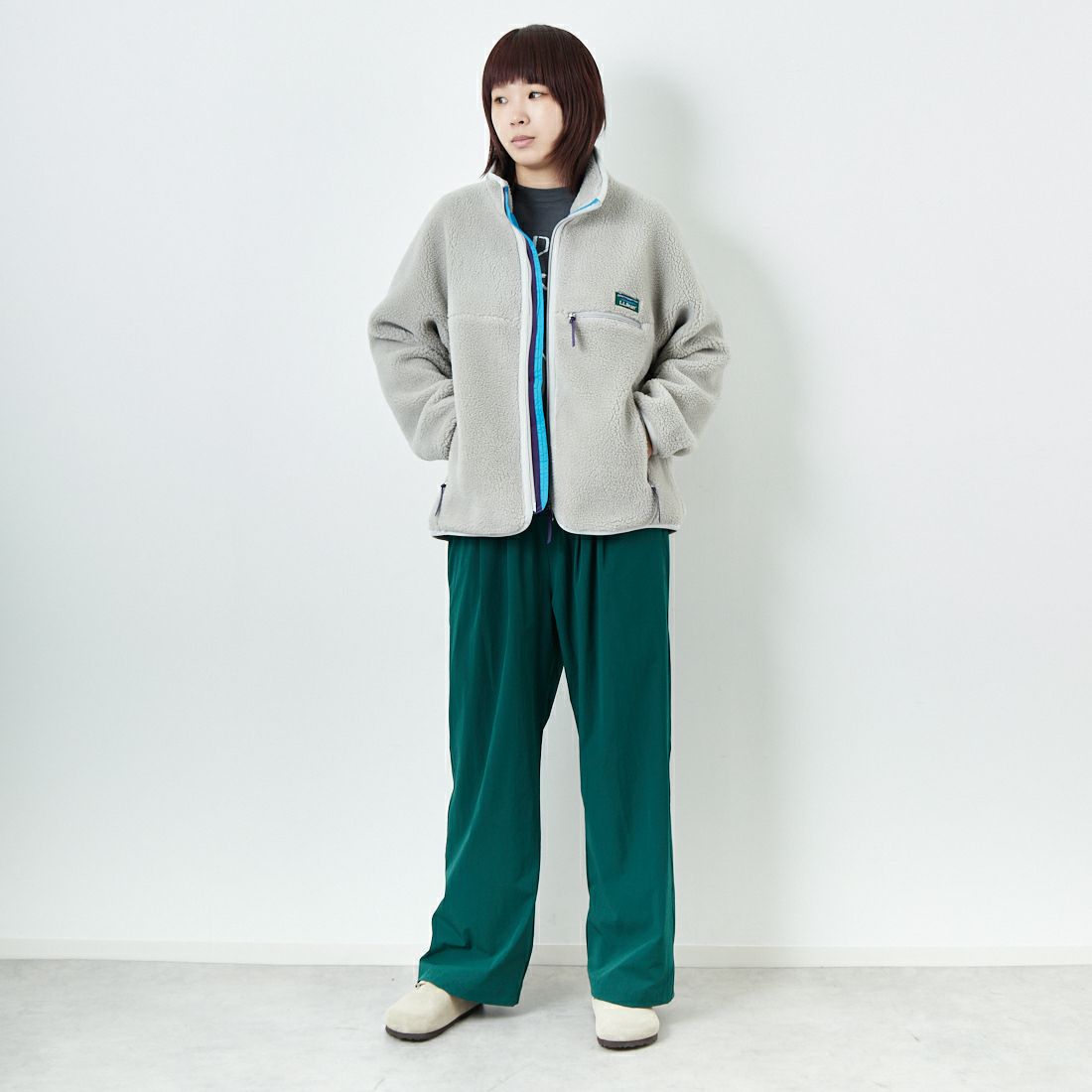 L.L.BEAN [エルエルビーン] トップシャム ボアフリースジャケット [5575-2137] 69 SILVER &&モデル身長：167cm 着用サイズ：M&&