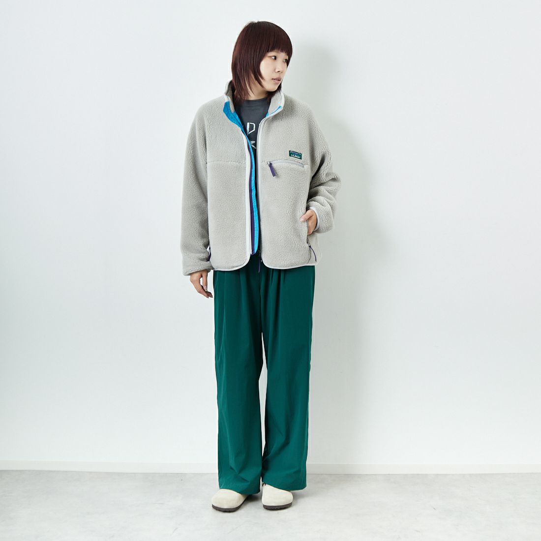 L.L.BEAN [エルエルビーン] トップシャム ボアフリースジャケット [5575-2137] 69 SILVER &&モデル身長：167cm 着用サイズ：M&&