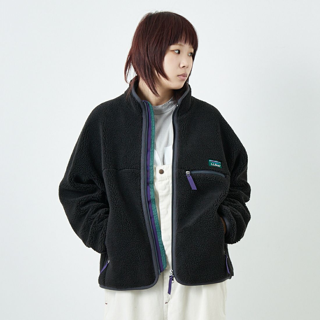 L.L.BEAN [エルエルビーン] トップシャム ボアフリースジャケット [5575-2137] 39 CHARCOA &&モデル身長：167cm 着用サイズ：M&&