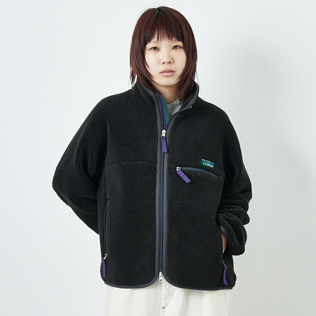 L.L.BEAN [エルエルビーン] トップシャム ボアフリースジャケット [5575-2137] 39 CHARCOA &&モデル身長：167cm 着用サイズ：M&&