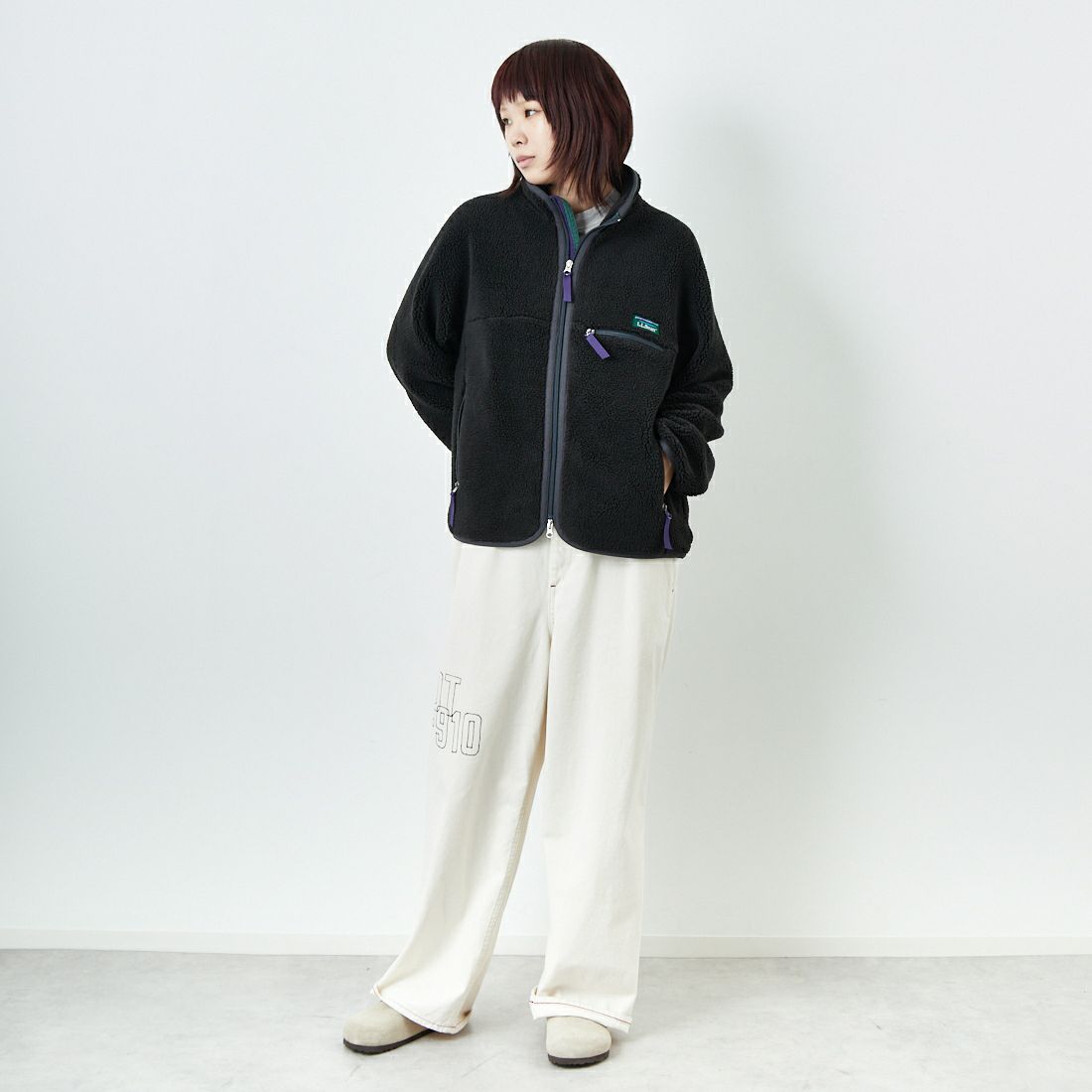 L.L.BEAN [エルエルビーン] トップシャム ボアフリースジャケット [5575-2137] 39 CHARCOA &&モデル身長：167cm 着用サイズ：M&&