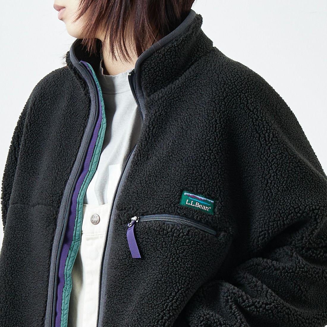 L.L.BEAN [エルエルビーン] トップシャム ボアフリースジャケット [5575-2137] 39 CHARCOA &&モデル身長：167cm 着用サイズ：M&&