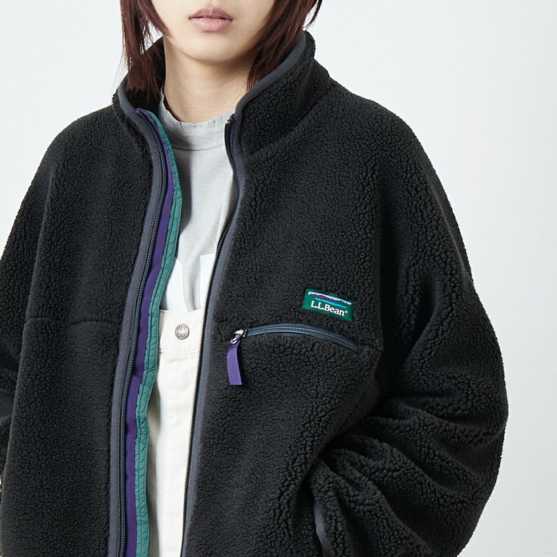 L.L.BEAN [エルエルビーン] トップシャム ボアフリースジャケット [5575-2137] 39 CHARCOA &&モデル身長：167cm 着用サイズ：M&&
