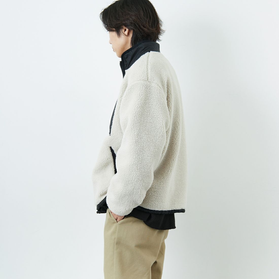 THE NORTH FACE [ザ ノースフェイス] リバーシブル エクストリームパイルフリースジャケット [NP72536] FK &&モデル身長：179cm 着用サイズ：L&&