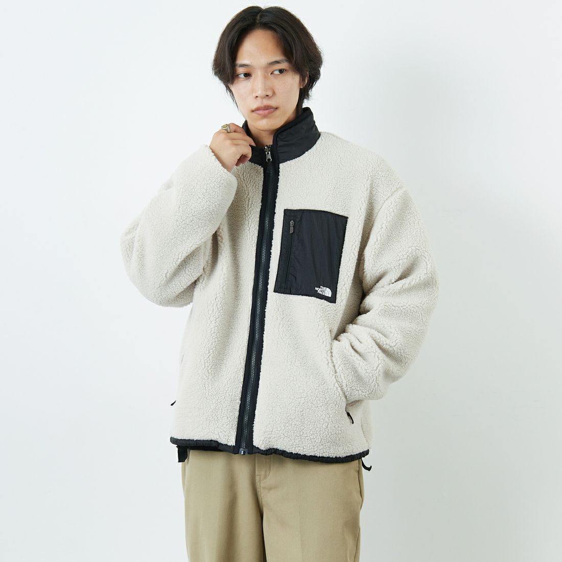 THE NORTH FACE [ザ ノースフェイス] リバーシブル エクストリームパイルフリースジャケット [NP72536] FK &&モデル身長：179cm 着用サイズ：L&&