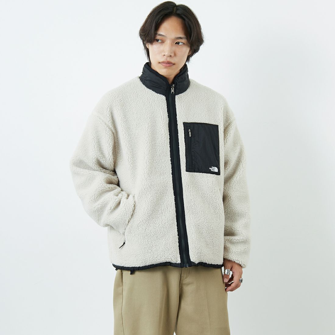 THE NORTH FACE [ザ ノースフェイス] リバーシブル エクストリームパイルフリースジャケット [NP72536] FK &&モデル身長：179cm 着用サイズ：L&&