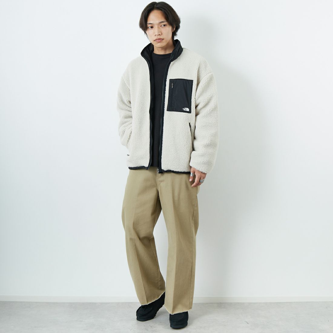 THE NORTH FACE [ザ ノースフェイス] リバーシブル エクストリームパイルフリースジャケット [NP72536] FK &&モデル身長：179cm 着用サイズ：L&&