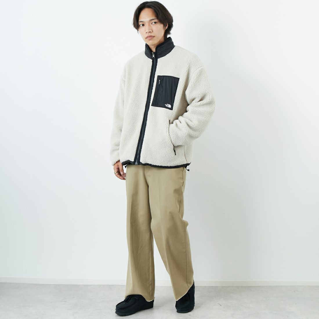 THE NORTH FACE [ザ ノースフェイス] リバーシブル エクストリームパイルフリースジャケット [NP72536] FK &&モデル身長：179cm 着用サイズ：L&&