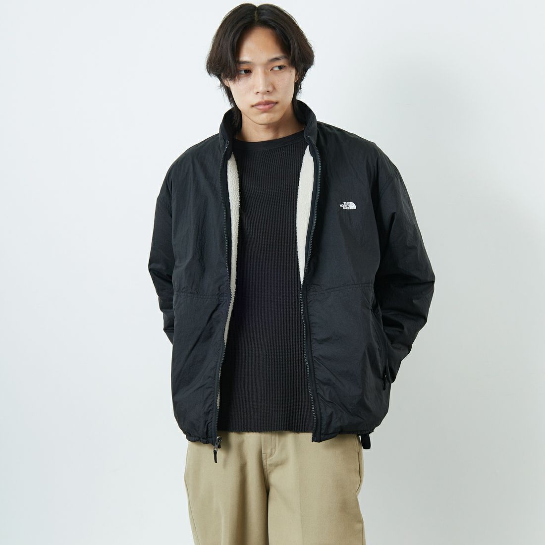 THE NORTH FACE [ザ ノースフェイス] リバーシブル エクストリームパイルフリースジャケット [NP72536] FK &&モデル身長：179cm 着用サイズ：L&&