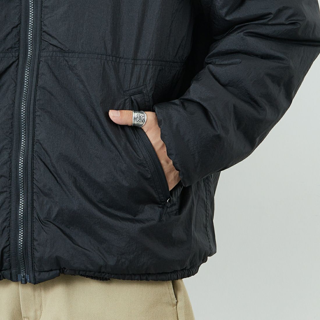 THE NORTH FACE [ザ ノースフェイス] リバーシブル エクストリームパイルフリースジャケット [NP72536] FK &&モデル身長：179cm 着用サイズ：L&&