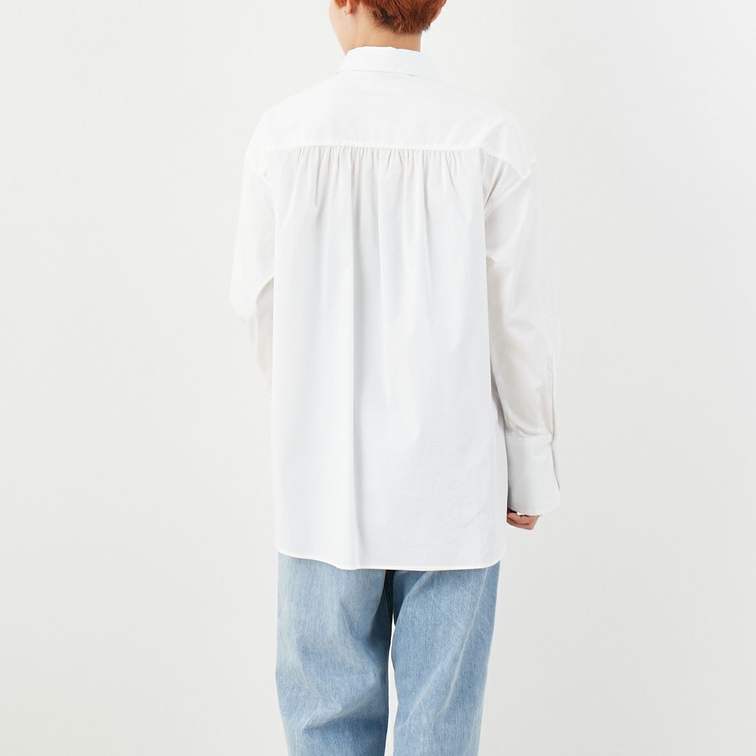 Jeans Factory Clothes [ジーンズファクトリークローズ] ストレッチフリルシャツ [L3118] 110 O.WHT &&モデル身長：160cm 着用サイズ：F&&