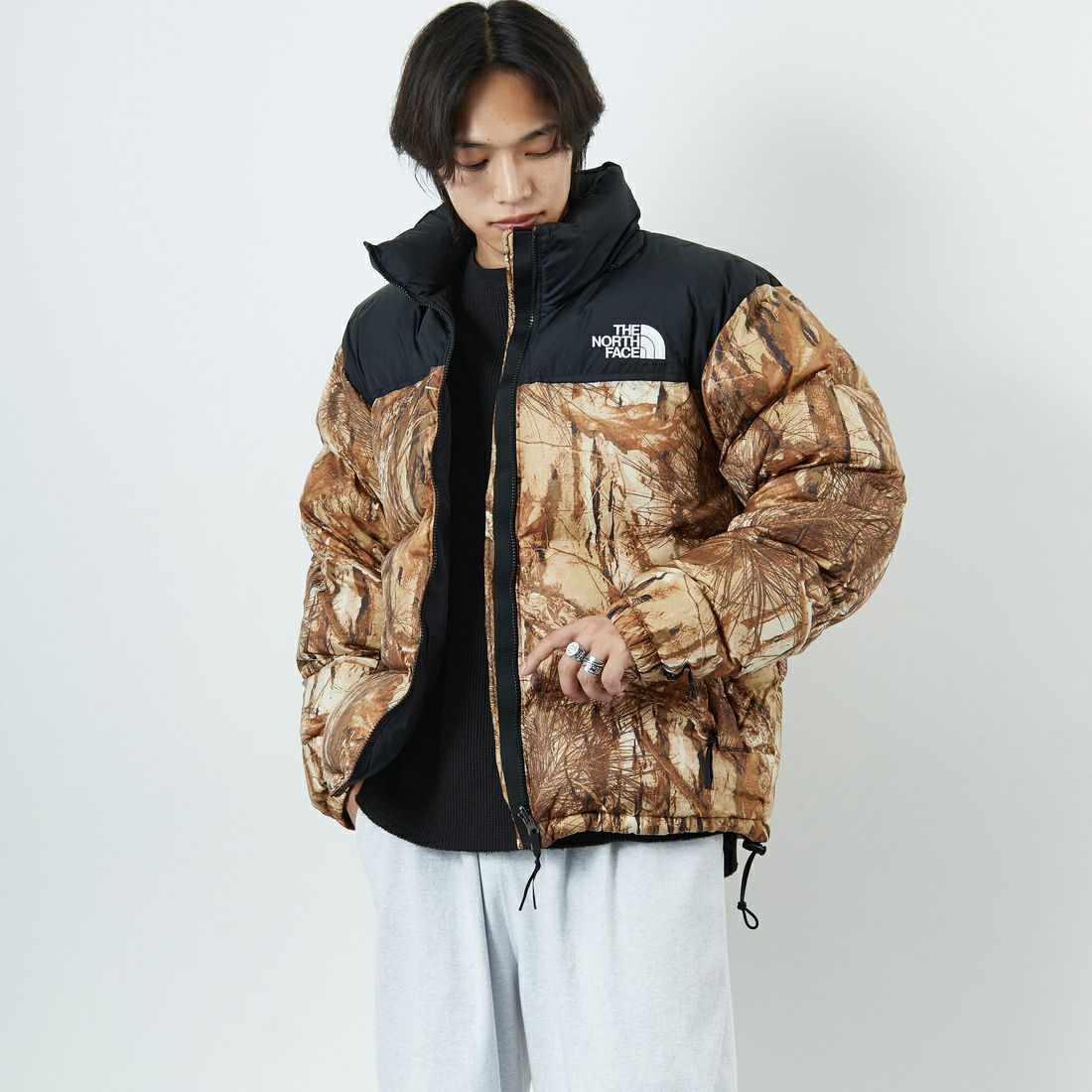 THE NORTH FACE [ザ ノースフェイス] ノベルティーヌプシジャケット [ND92556] FF &&モデル身長：179cm 着用サイズ：L&&