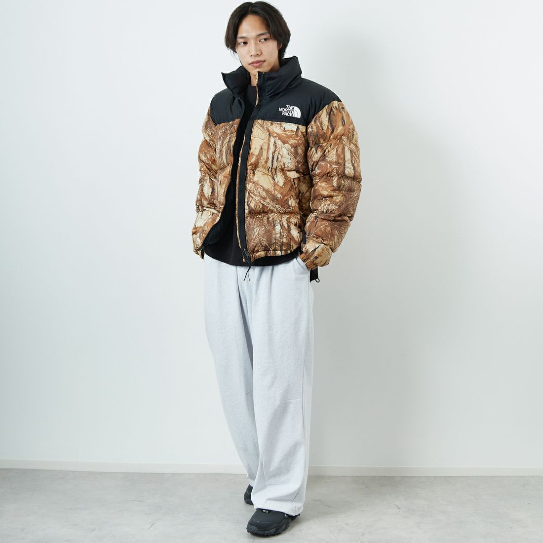 THE NORTH FACE [ザ ノースフェイス] ノベルティーヌプシジャケット [ND92556] FF &&モデル身長：179cm 着用サイズ：L&&
