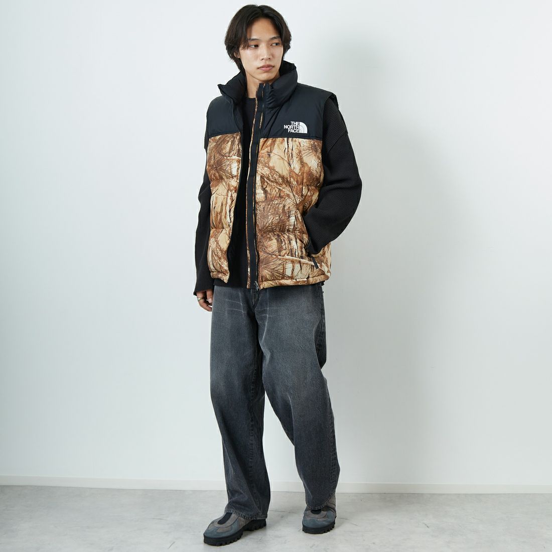 THE NORTH FACE [ザ ノースフェイス] ノベルティーヌプシベスト [ND92558] FF &&モデル身長：179cm 着用サイズ：L&&