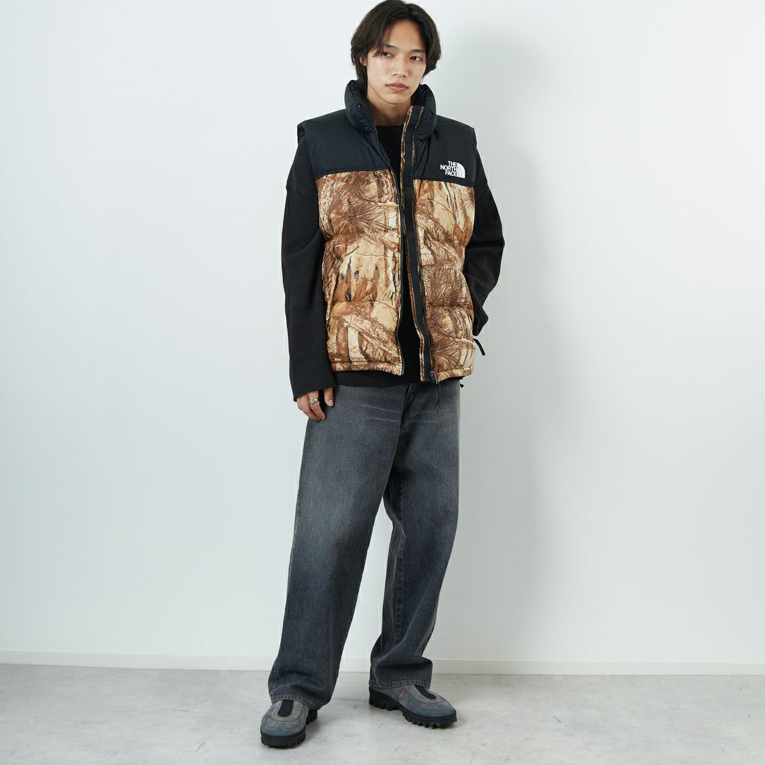 THE NORTH FACE [ザ ノースフェイス] ノベルティーヌプシベスト [ND92558] FF &&モデル身長：179cm 着用サイズ：L&&