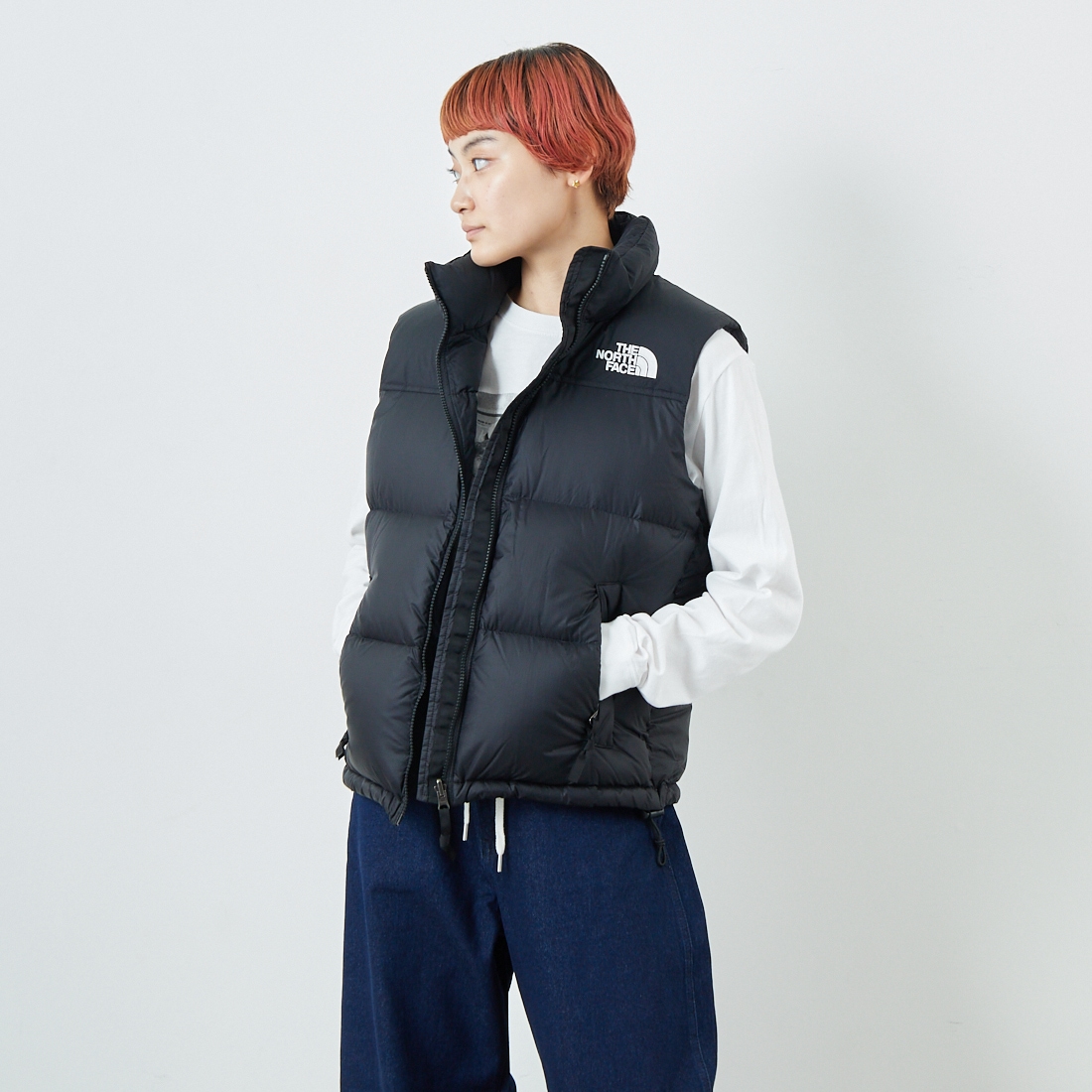 THE NORTH FACE [ザ ノースフェイス] ヌプシベスト [NDW92557] K &&モデル身長：160cm 着用サイズ：L&&