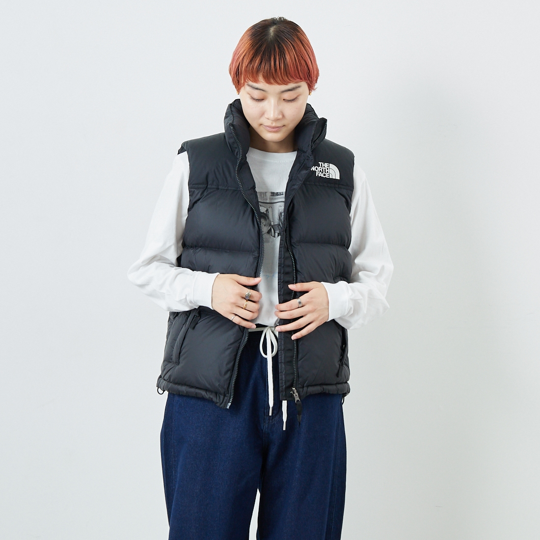 THE NORTH FACE [ザ ノースフェイス] ヌプシベスト [NDW92557] K &&モデル身長：160cm 着用サイズ：L&&