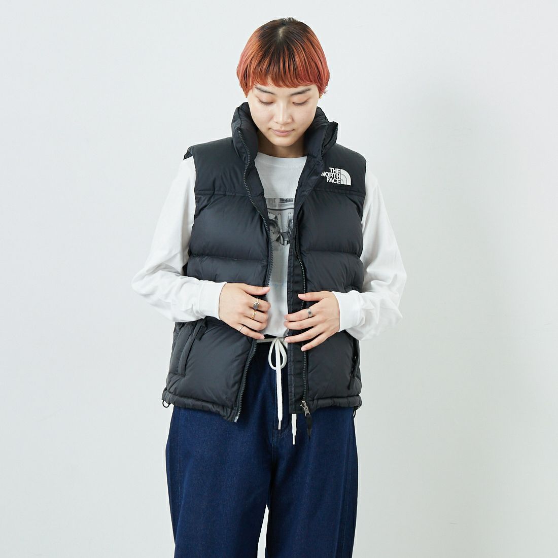 THE NORTH FACE [ザ ノースフェイス] ヌプシベスト [NDW92557] K &&モデル身長：160cm 着用サイズ：L&&