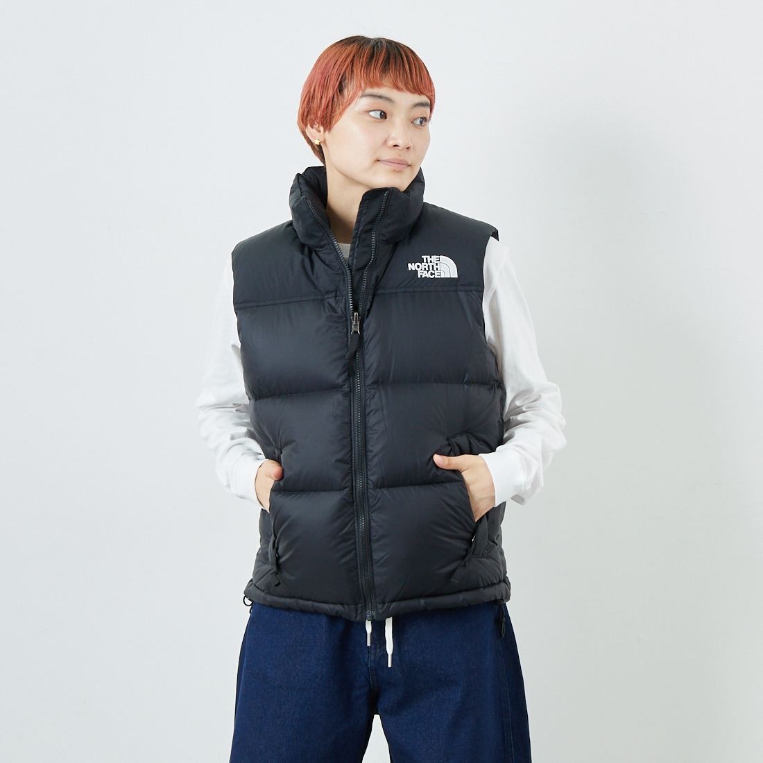 THE NORTH FACE [ザ ノースフェイス] ヌプシベスト [NDW92557] K &&モデル身長：160cm 着用サイズ：L&&