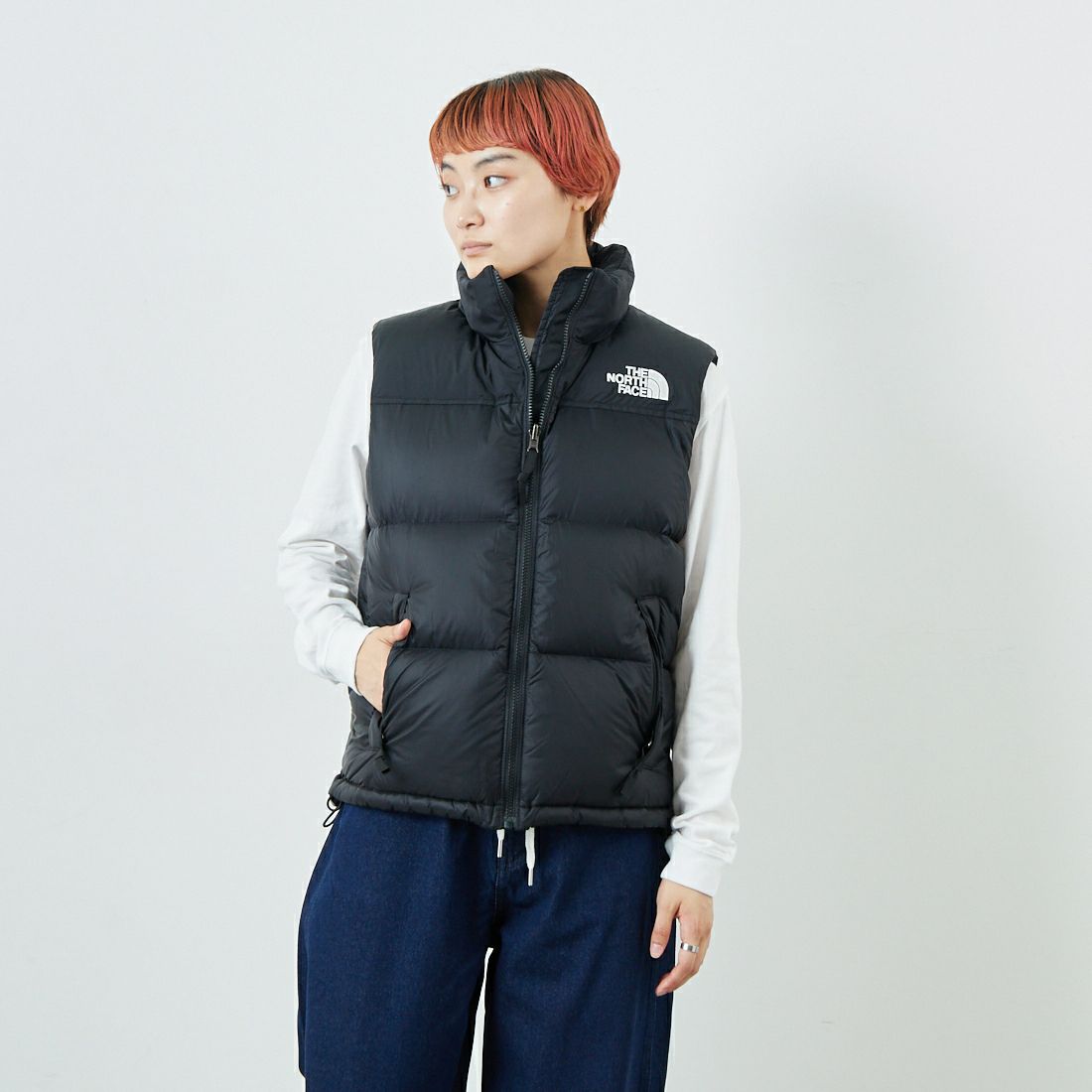 THE NORTH FACE [ザ ノースフェイス] ヌプシベスト [NDW92557] K &&モデル身長：160cm 着用サイズ：L&&