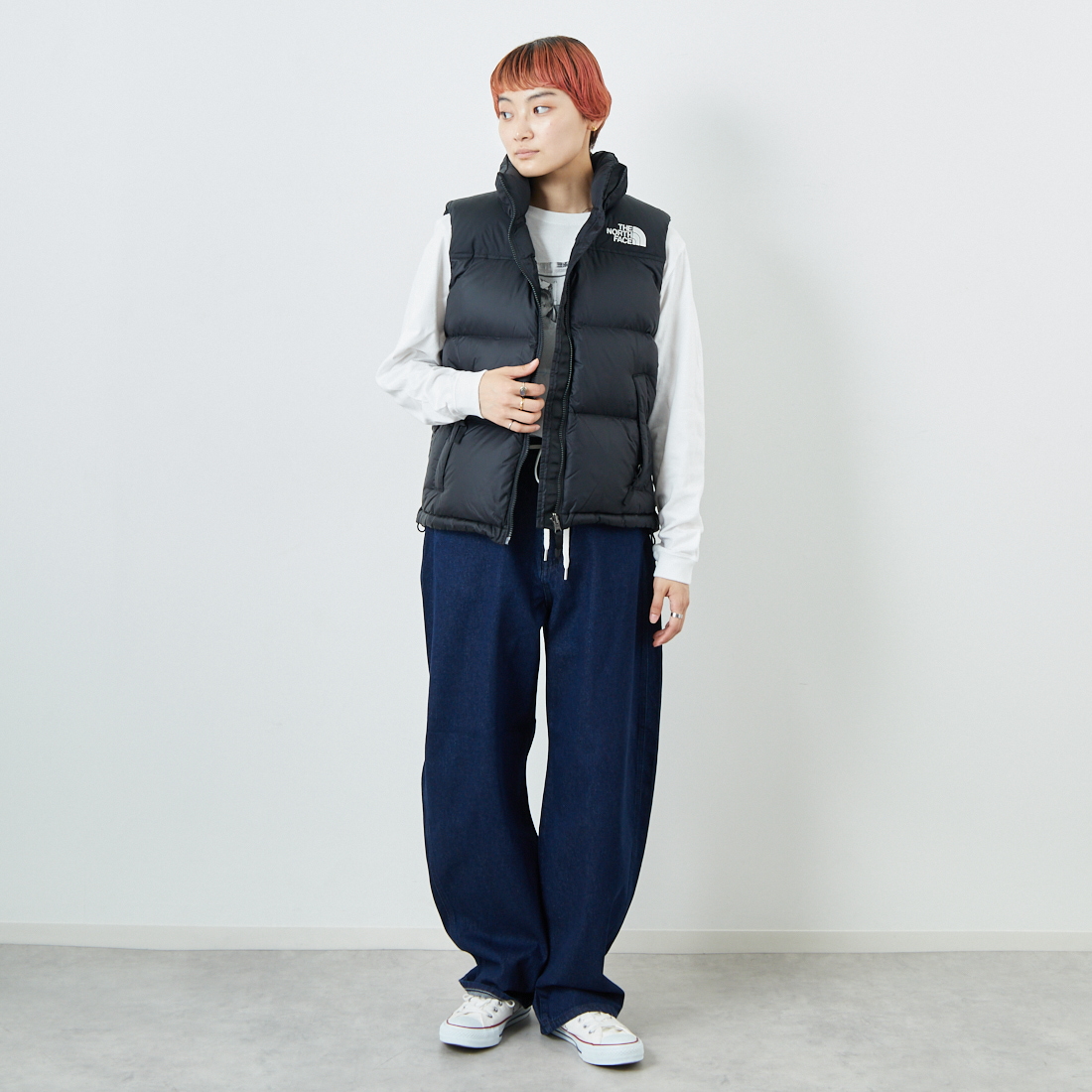 THE NORTH FACE [ザ ノースフェイス] ヌプシベスト [NDW92557] K &&モデル身長：160cm 着用サイズ：L&&
