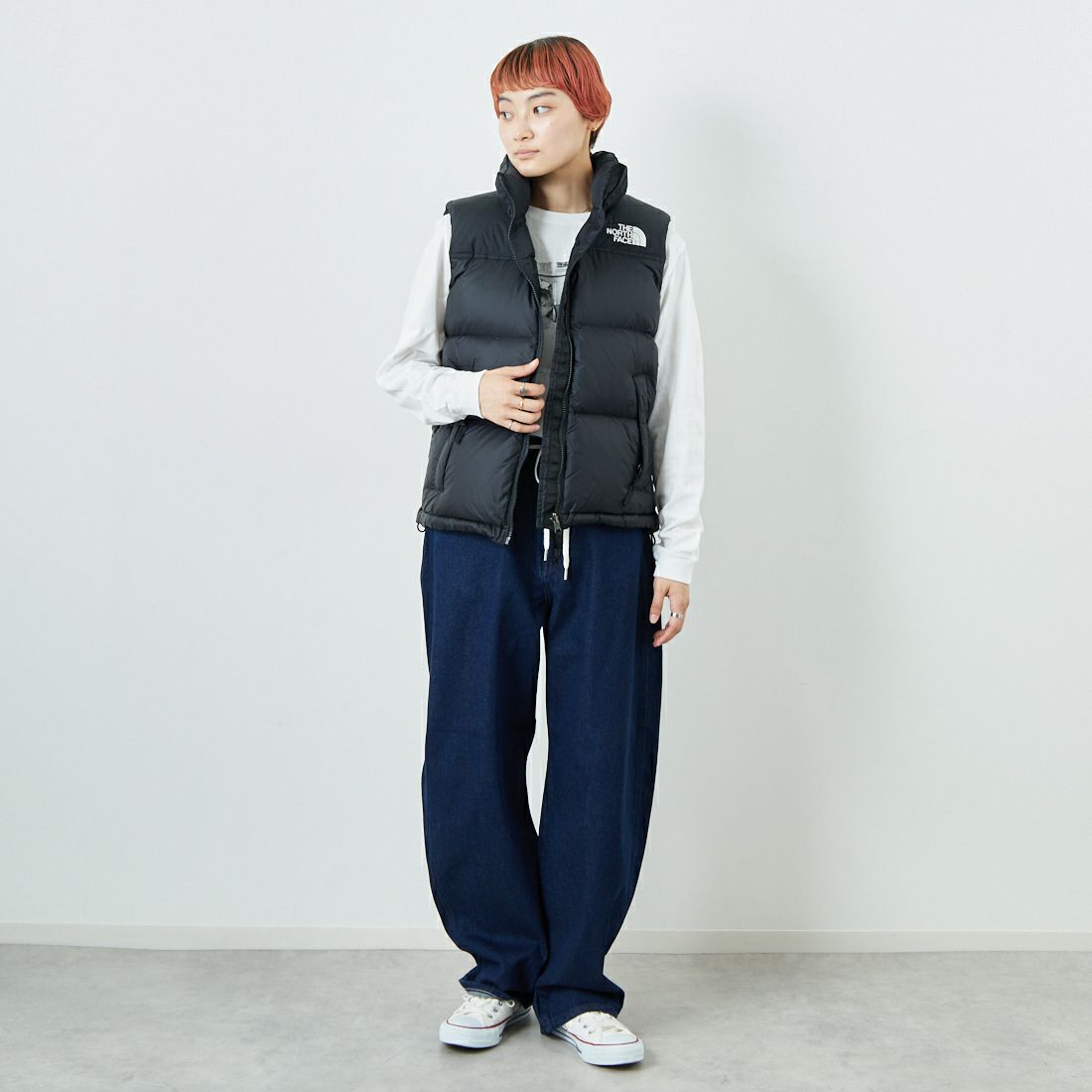 THE NORTH FACE [ザ ノースフェイス] ヌプシベスト [NDW92557] K &&モデル身長：160cm 着用サイズ：L&&