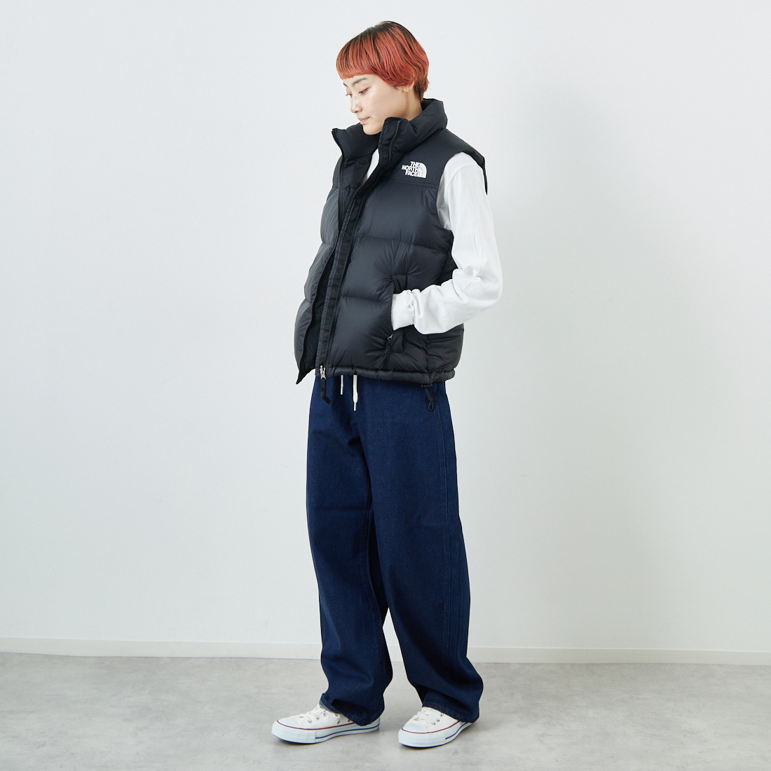 THE NORTH FACE [ザ ノースフェイス] ヌプシベスト [NDW92557] K &&モデル身長：160cm 着用サイズ：L&&