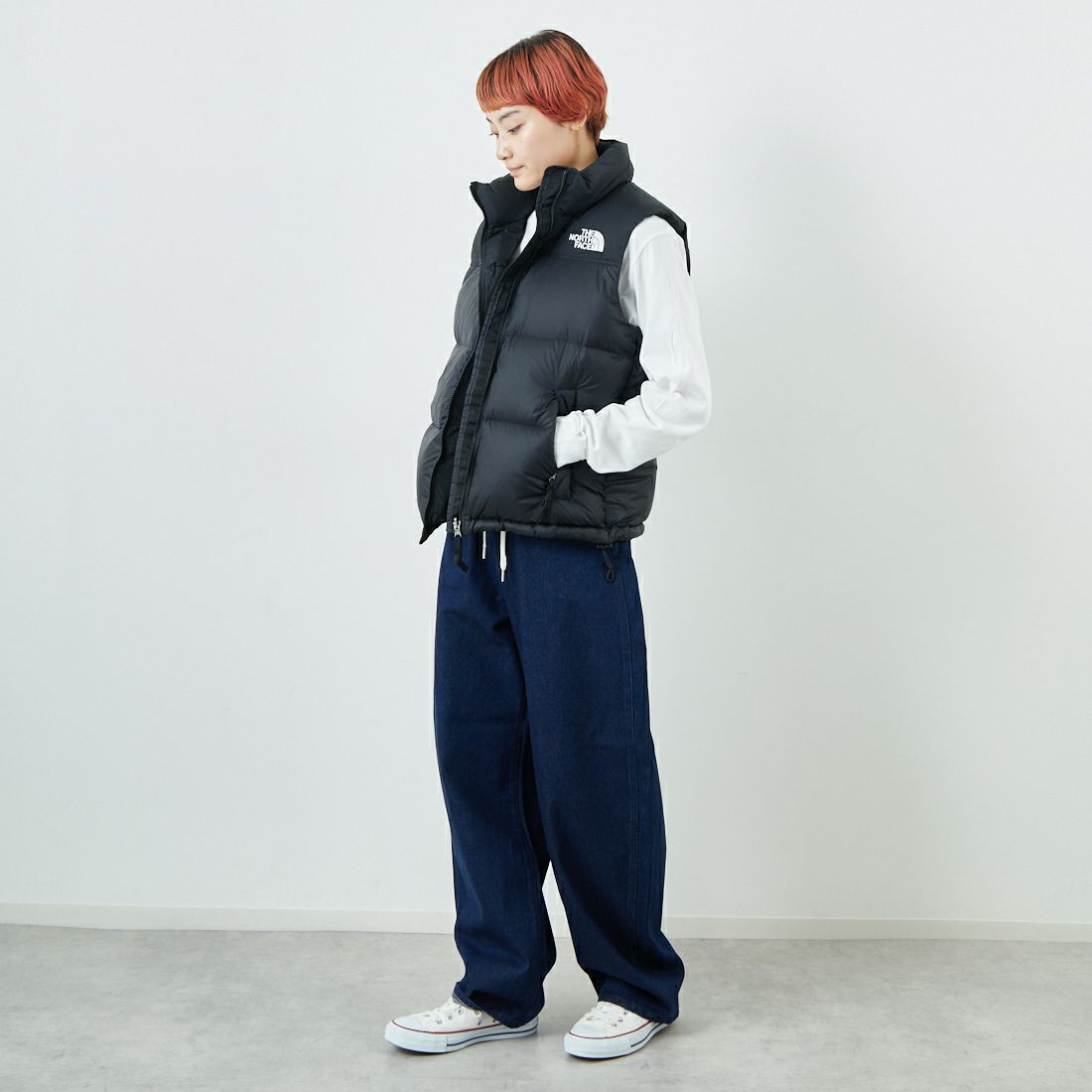 THE NORTH FACE [ザ ノースフェイス] ヌプシベスト [NDW92557] K &&モデル身長：160cm 着用サイズ：L&&