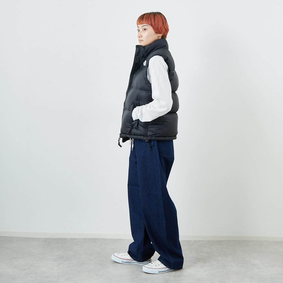THE NORTH FACE [ザ ノースフェイス] ヌプシベスト [NDW92557] K &&モデル身長：160cm 着用サイズ：L&&
