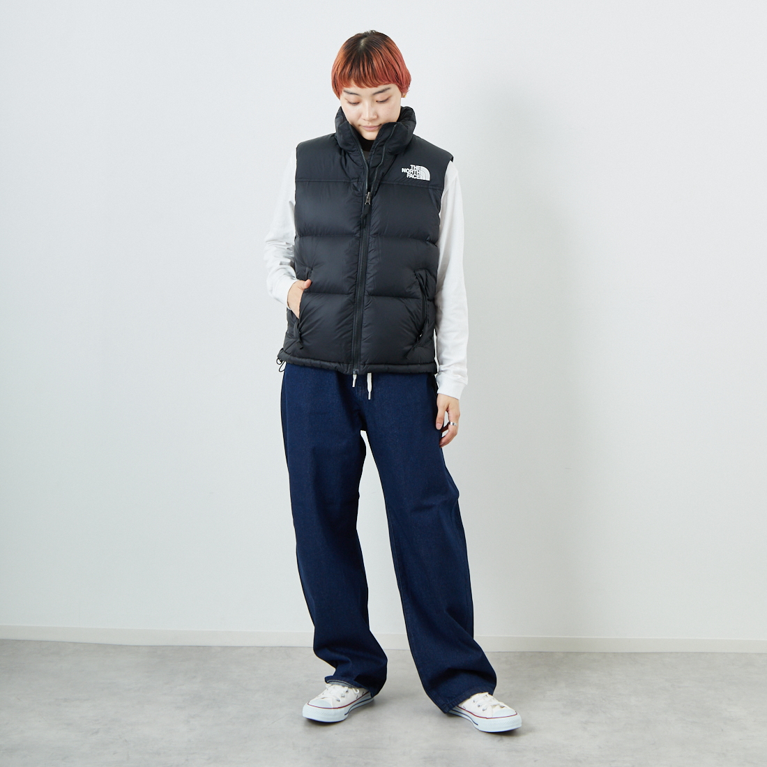 THE NORTH FACE [ザ ノースフェイス] ヌプシベスト [NDW92557] K &&モデル身長：160cm 着用サイズ：L&&