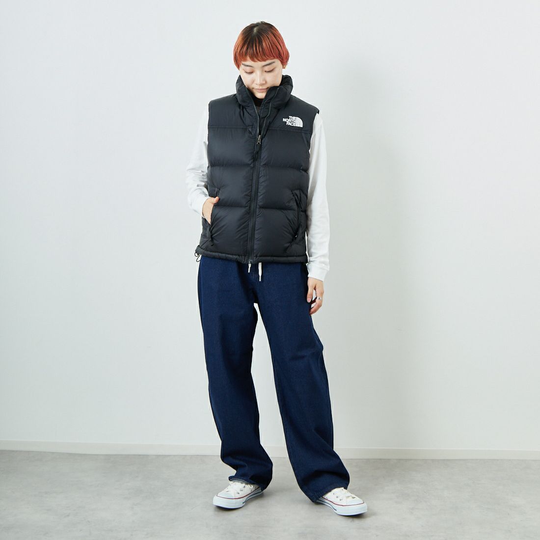 THE NORTH FACE [ザ ノースフェイス] ヌプシベスト [NDW92557] K &&モデル身長：160cm 着用サイズ：L&&
