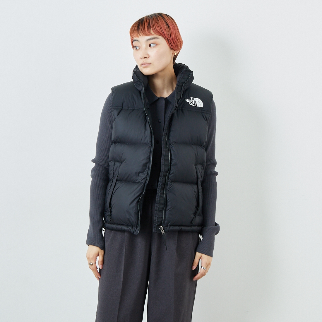 THE NORTH FACE [ザ ノースフェイス] ヌプシベスト [NDW92557] K &&モデル身長：160cm 着用サイズ：L&&