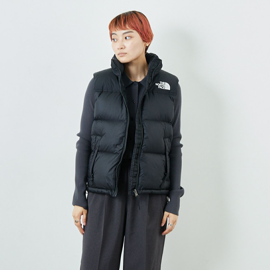 THE NORTH FACE [ザ ノースフェイス] ヌプシベスト [NDW92557] K &&モデル身長：160cm 着用サイズ：L&&