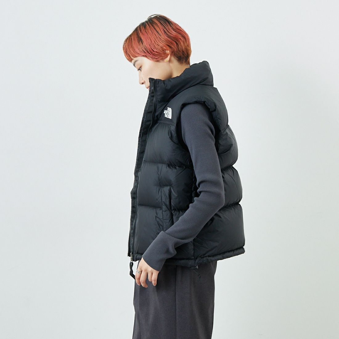 THE NORTH FACE [ザ ノースフェイス] ヌプシベスト [NDW92557] K &&モデル身長：160cm 着用サイズ：L&&