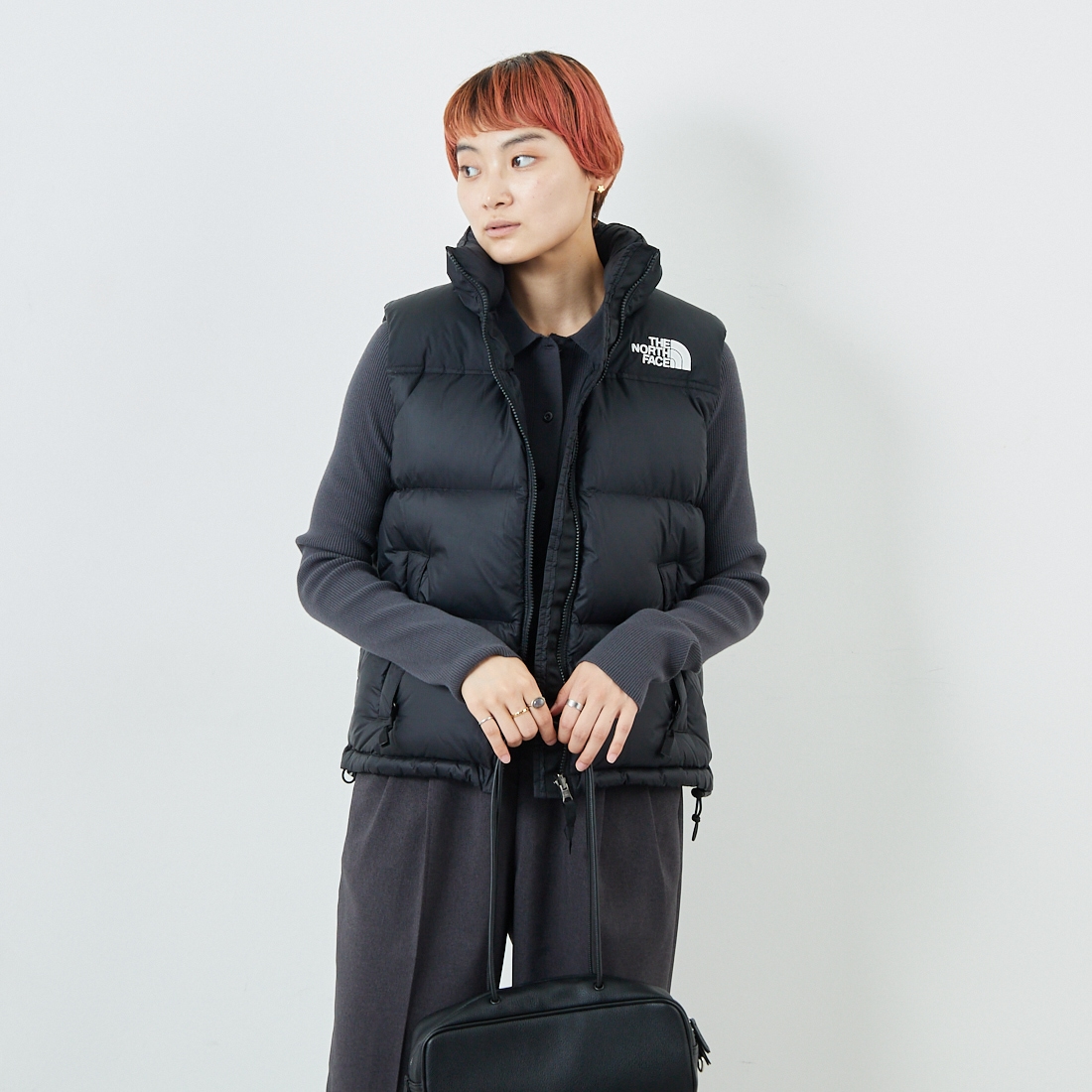 THE NORTH FACE [ザ ノースフェイス] ヌプシベスト [NDW92557] K &&モデル身長：160cm 着用サイズ：L&&
