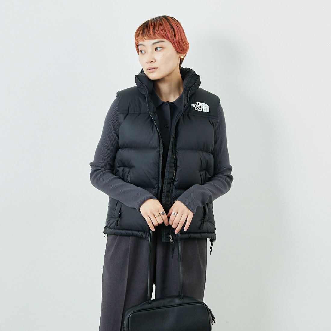 THE NORTH FACE [ザ ノースフェイス] ヌプシベスト [NDW92557] K &&モデル身長：160cm 着用サイズ：L&&