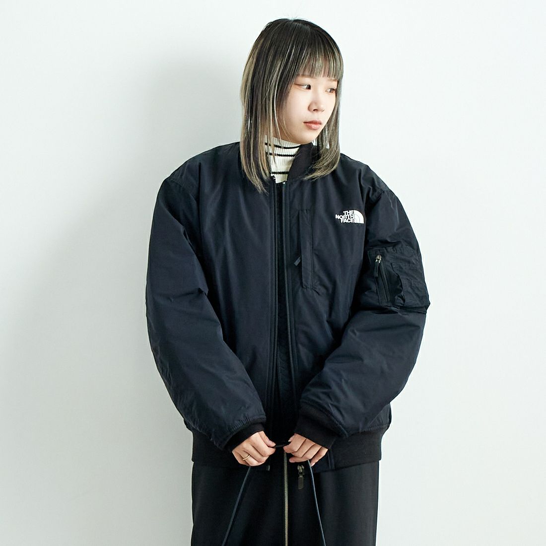 THE NORTH FACE [ザ ノースフェイス] インサレーションボンバージャケット [NY82552] K &&モデル身長：167cm 着用サイズ：S&&