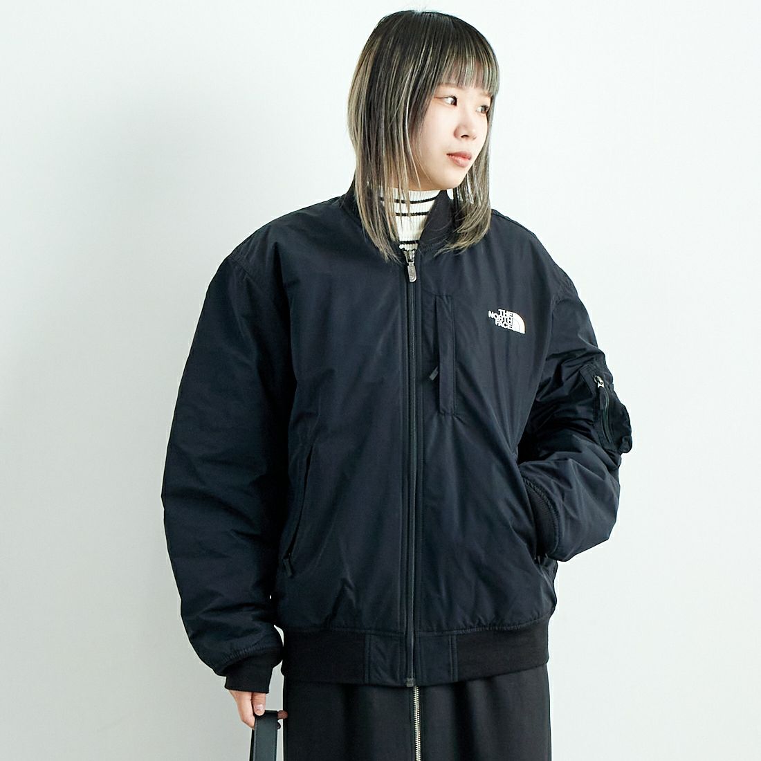 THE NORTH FACE [ザ ノースフェイス] インサレーションボンバージャケット [NY82552] K &&モデル身長：167cm 着用サイズ：S&&
