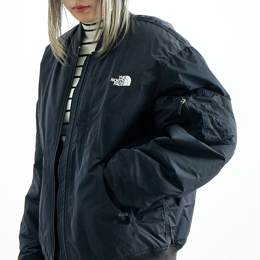 THE NORTH FACE [ザ ノースフェイス] インサレーションボンバージャケット [NY82552] K &&モデル身長：167cm 着用サイズ：S&&